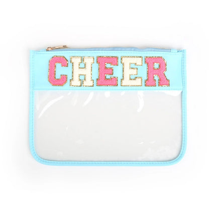 Clear Zippered Varsity Patch Pouch
