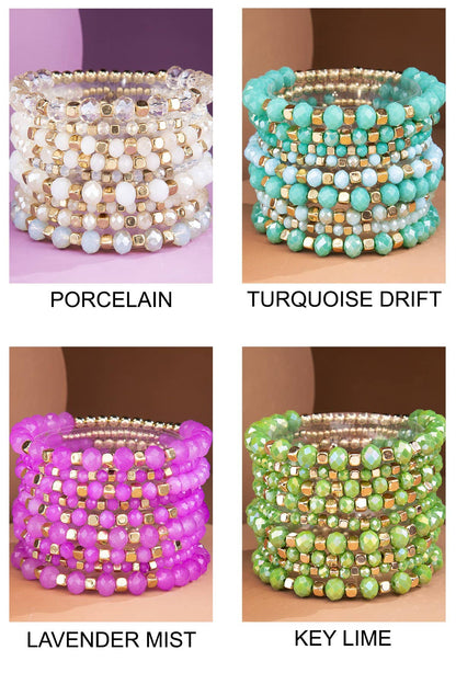 Colorful Stackable Beaded Stretch Bracelet