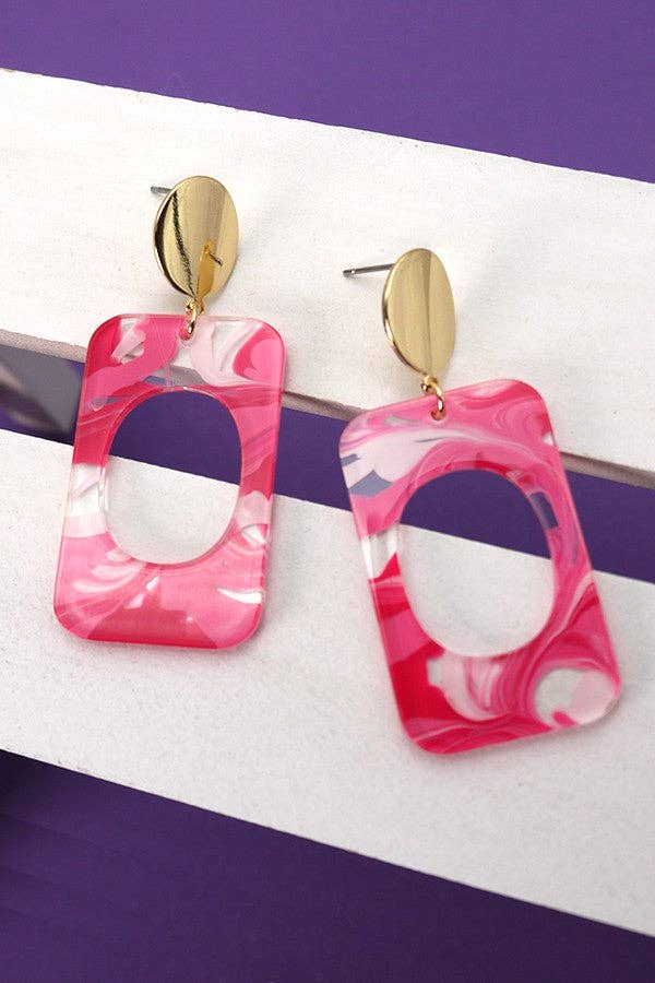 ACRYLIC RECTANGLE DROP EARRINGS