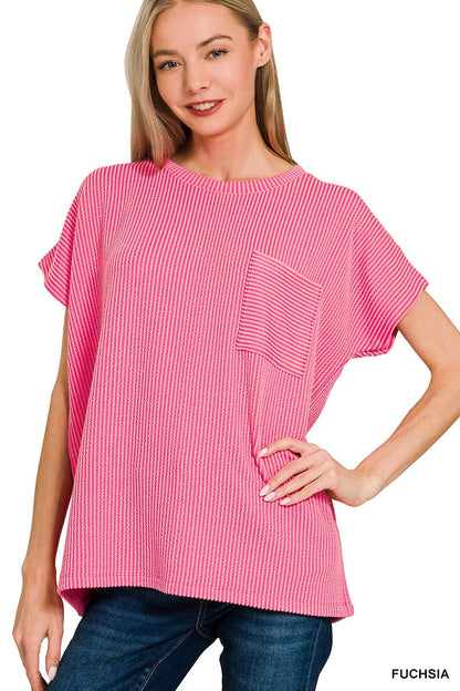 Waffle Pocket Boxy Tee