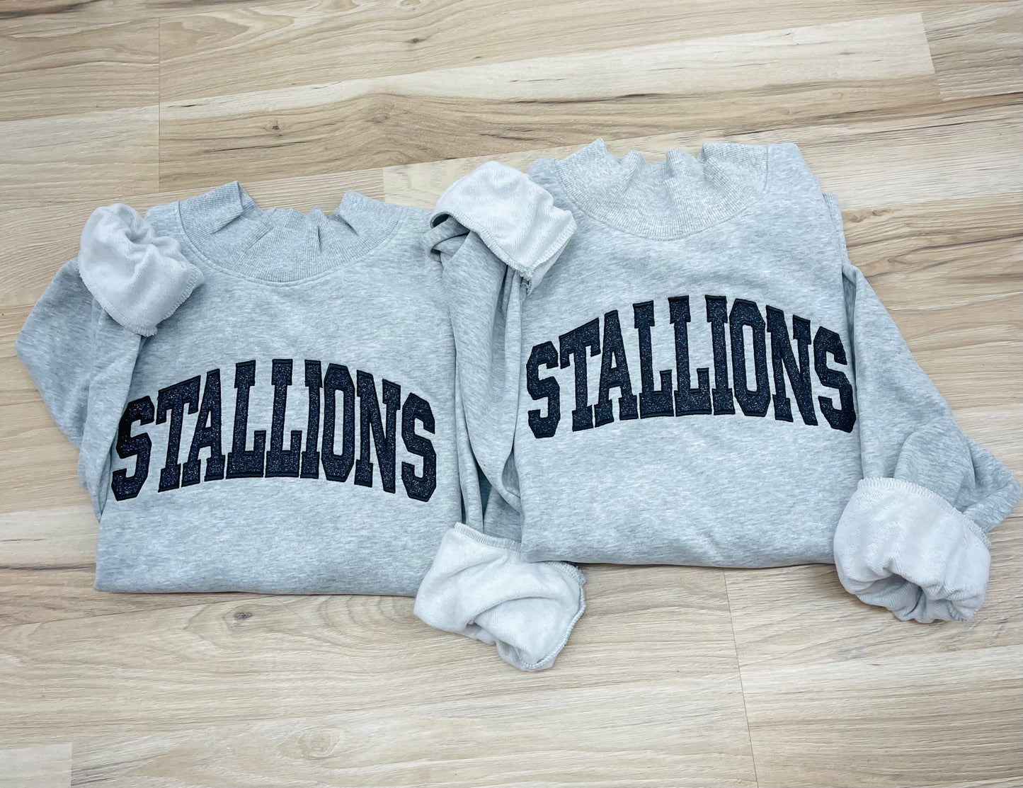 Custom Glitter Appliqué Mock Neck Sweatshirt