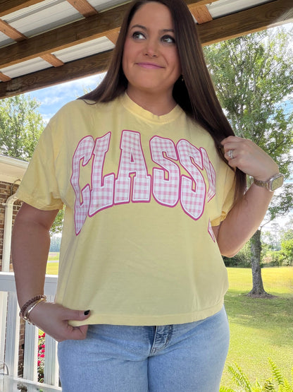 Classy Pink Gingham Graphic Tee