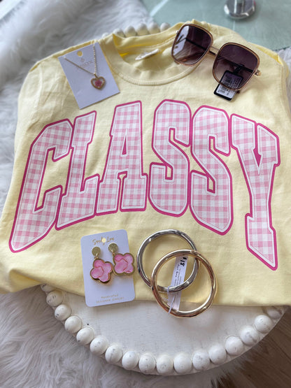 Classy Pink Gingham Graphic Tee | Trendy Tee | Butter