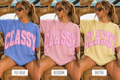 Classy Pink Gingham Graphic Tee