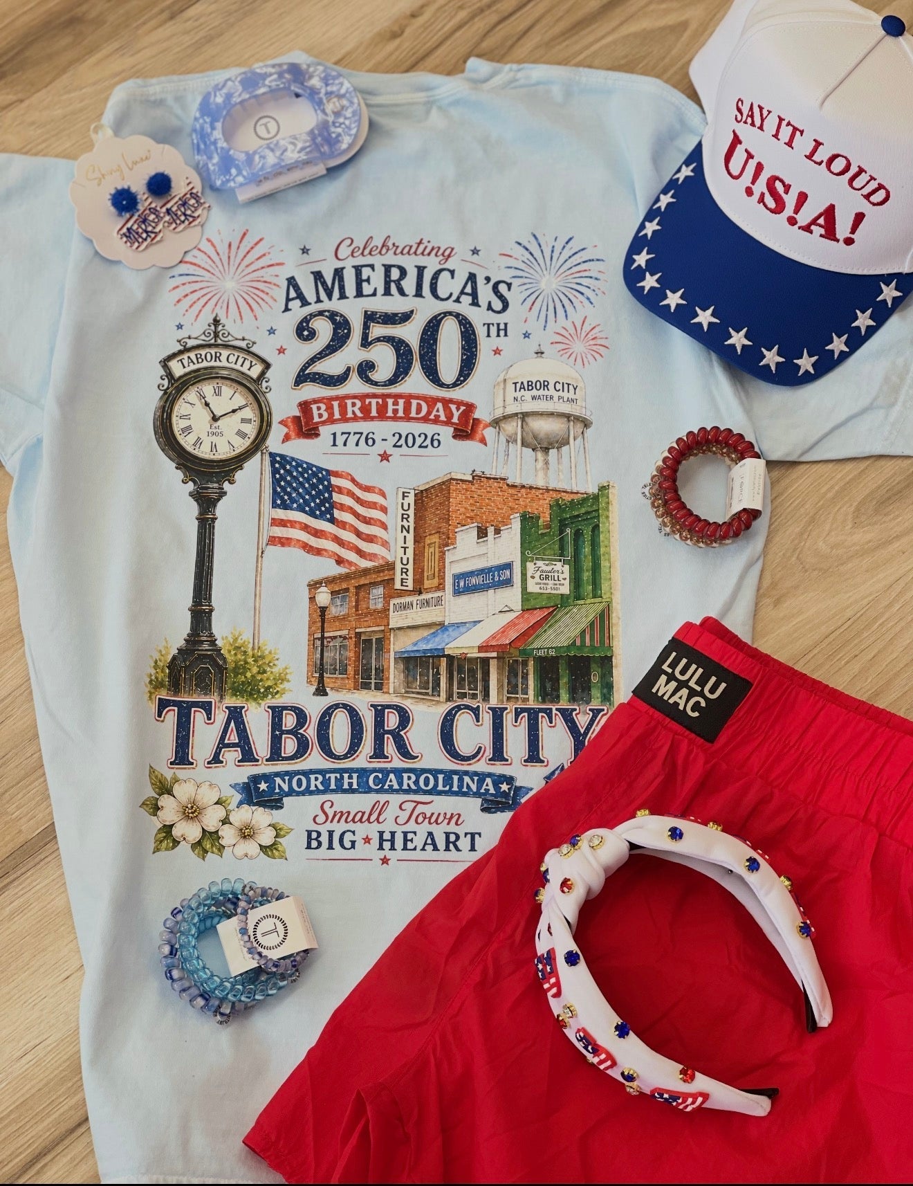 Tabor City America’s 250th Birthday Tee | Patriotic North Carolina Graphic Shirt