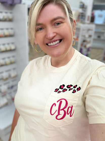 Leopard Print CC Pocket Tee With Monogram