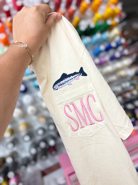 Trout  - CC Pocket Tee with Monogram