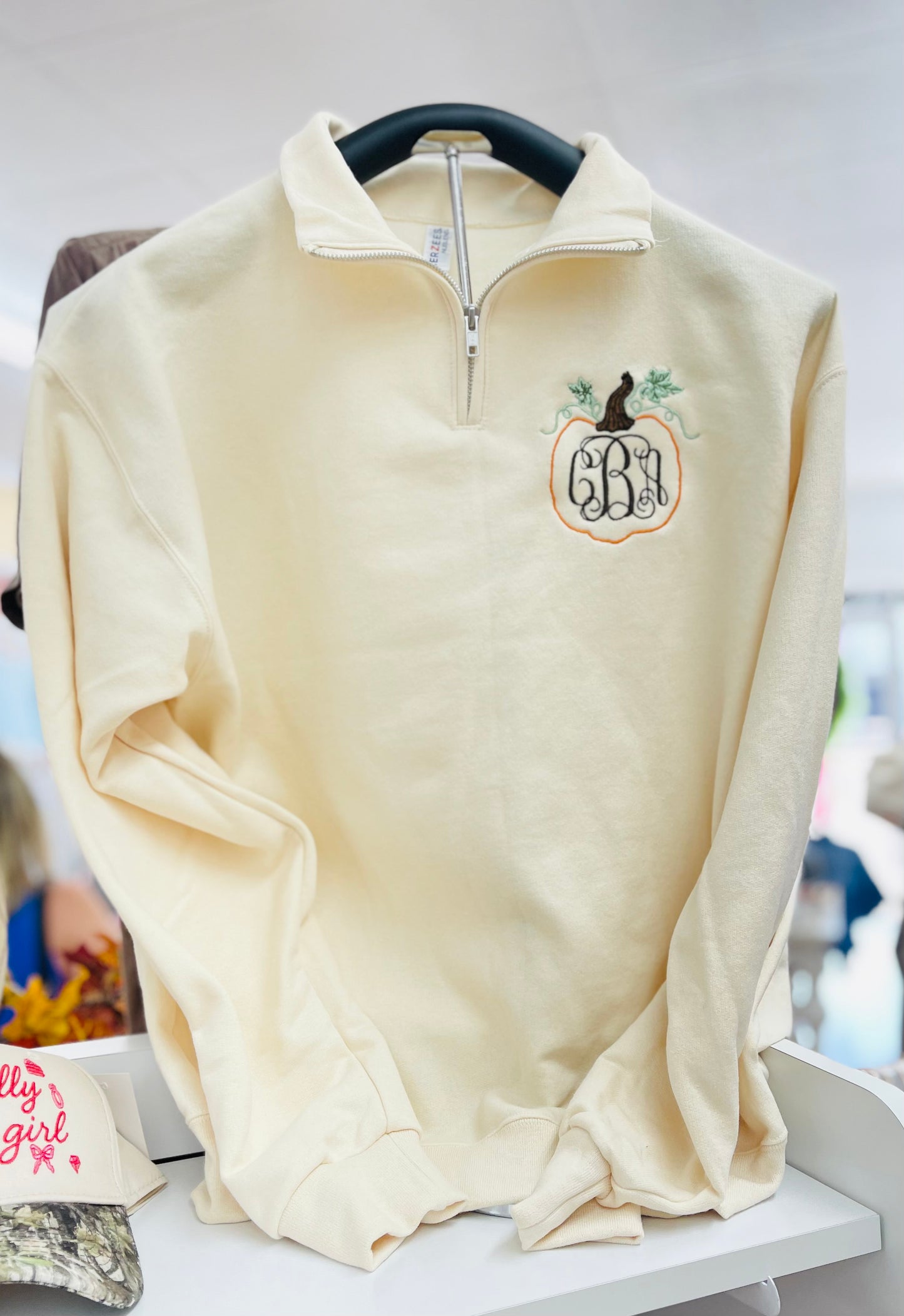 Personalized Pumpkin Monogram Quarter Zip Sweatshirt