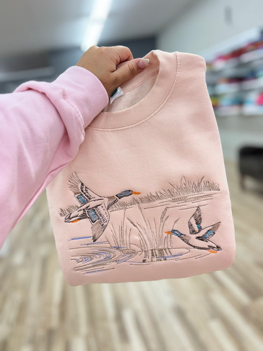 Mallard Ducks Embroidered Sweatshirt