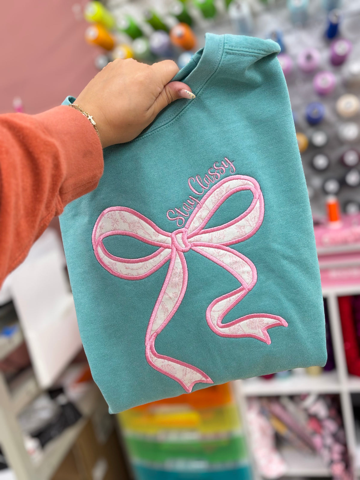 Stay Classy Appliqué Embroidered Sweatshirt
