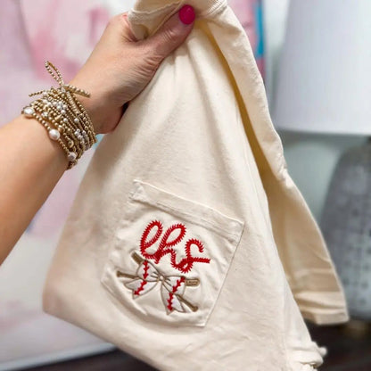 Baseball & Softball Bow & Bats CC Pocket Tee With Monogram