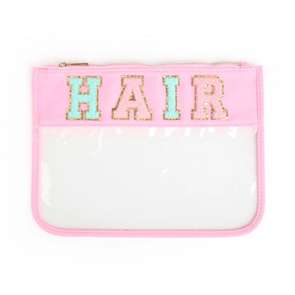 Clear Zippered Varsity Patch Pouch