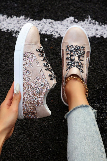 Golden Star Leopard Patch Sneakers Shoes