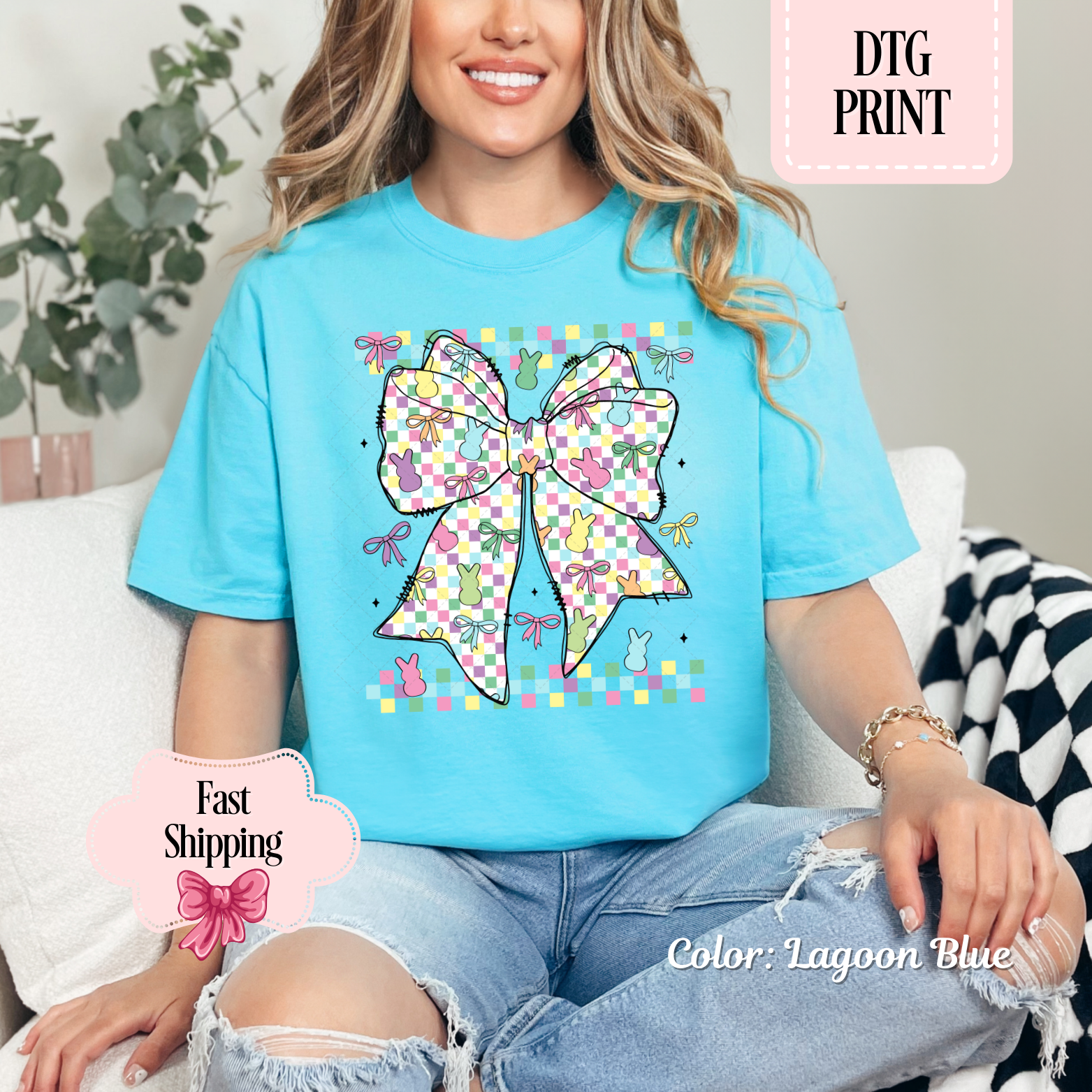 Pastel Easter Bunny Bow