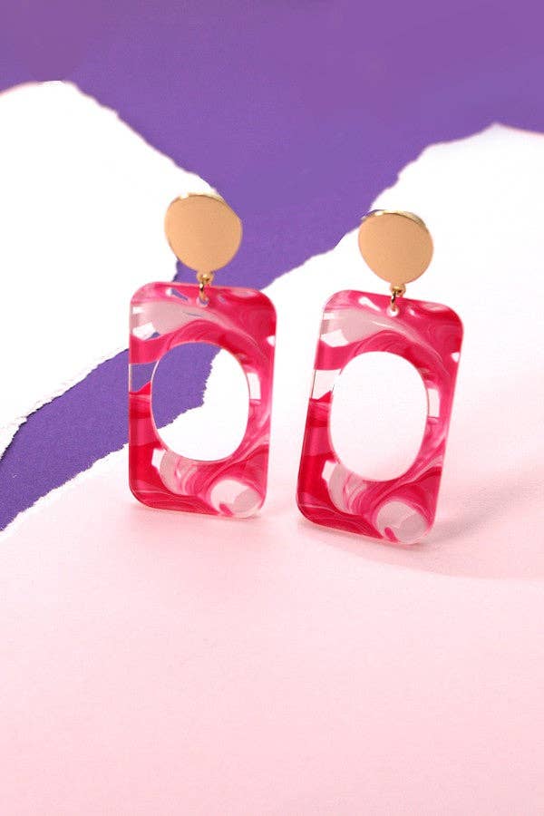 ACRYLIC RECTANGLE DROP EARRINGS