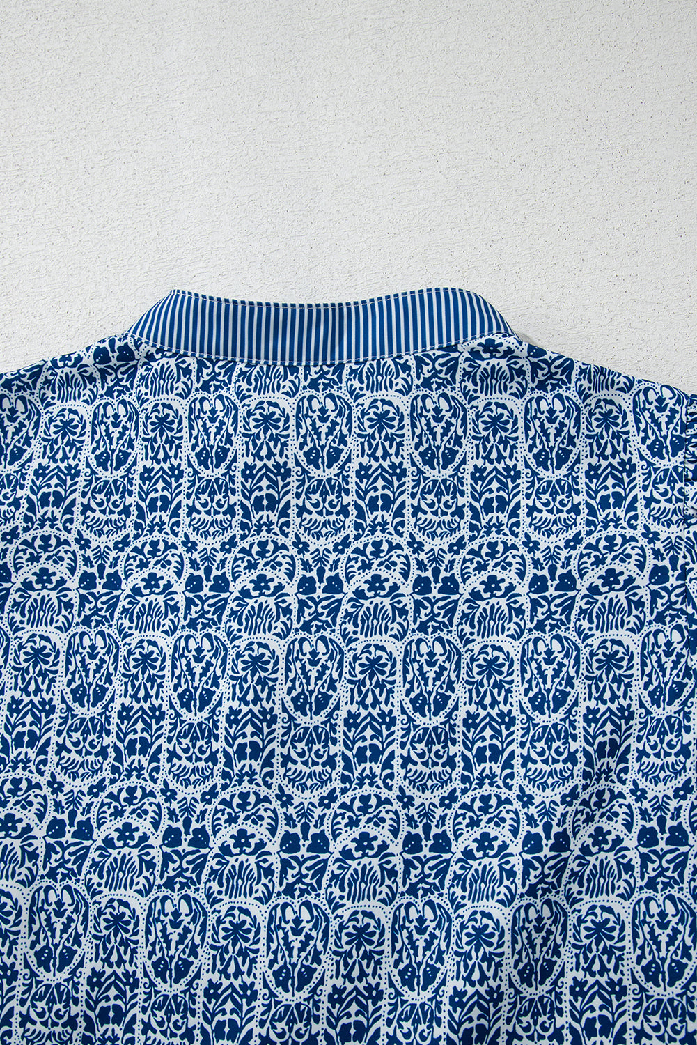 Blue Belle floral print puff sleeve blouse with ric rac trim