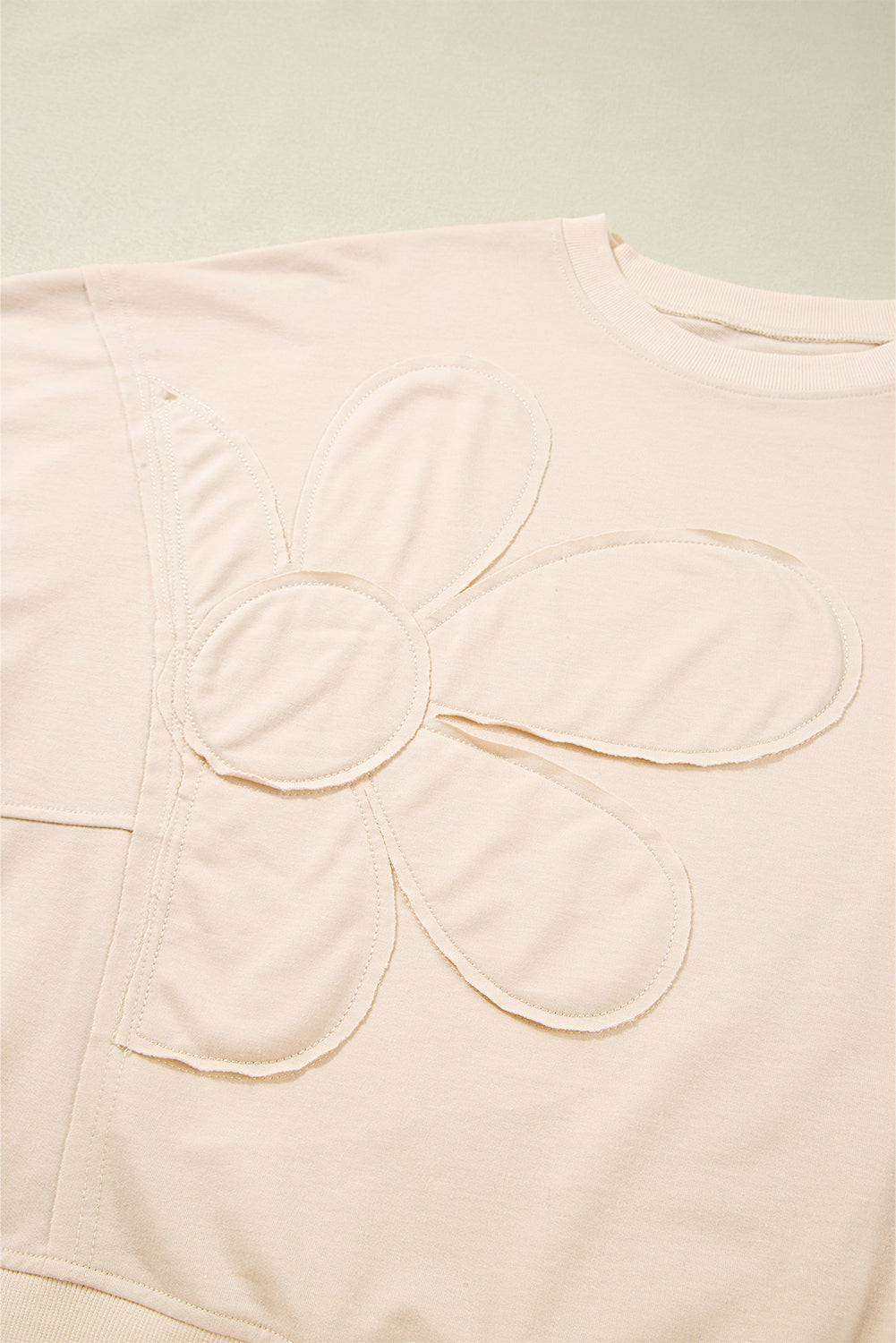 Simply Bloom cream floral applique oversized sweatshirt