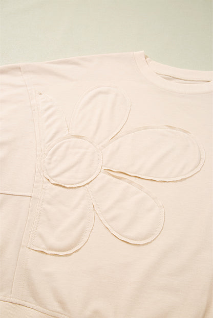 Simply Bloom cream floral applique oversized sweatshirt