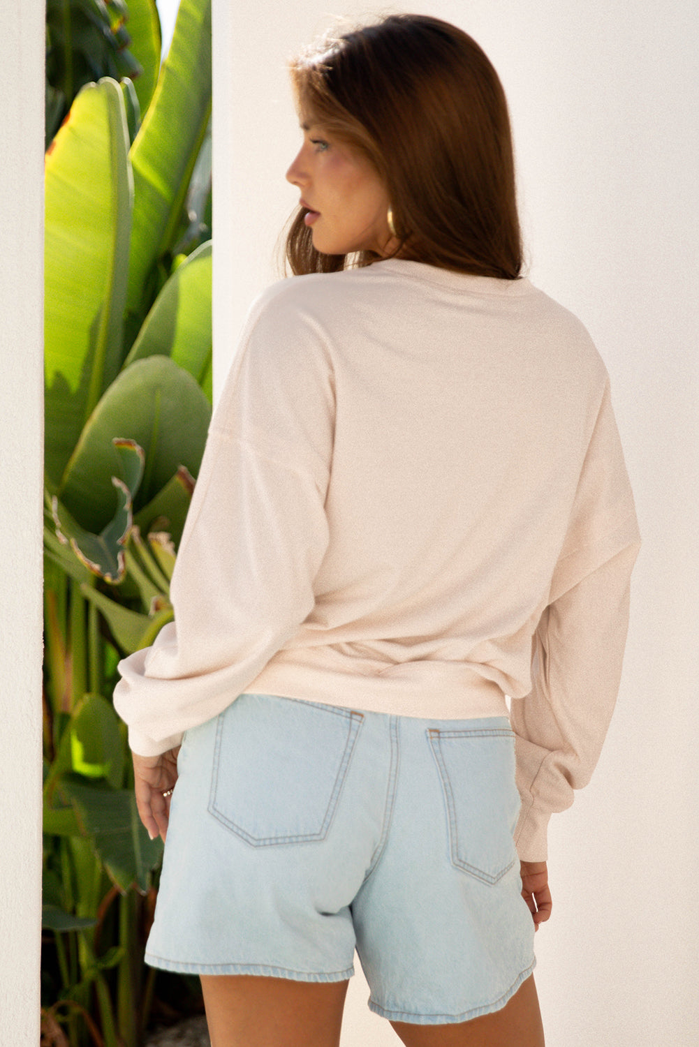 Simply Bloom cream floral applique oversized sweatshirt