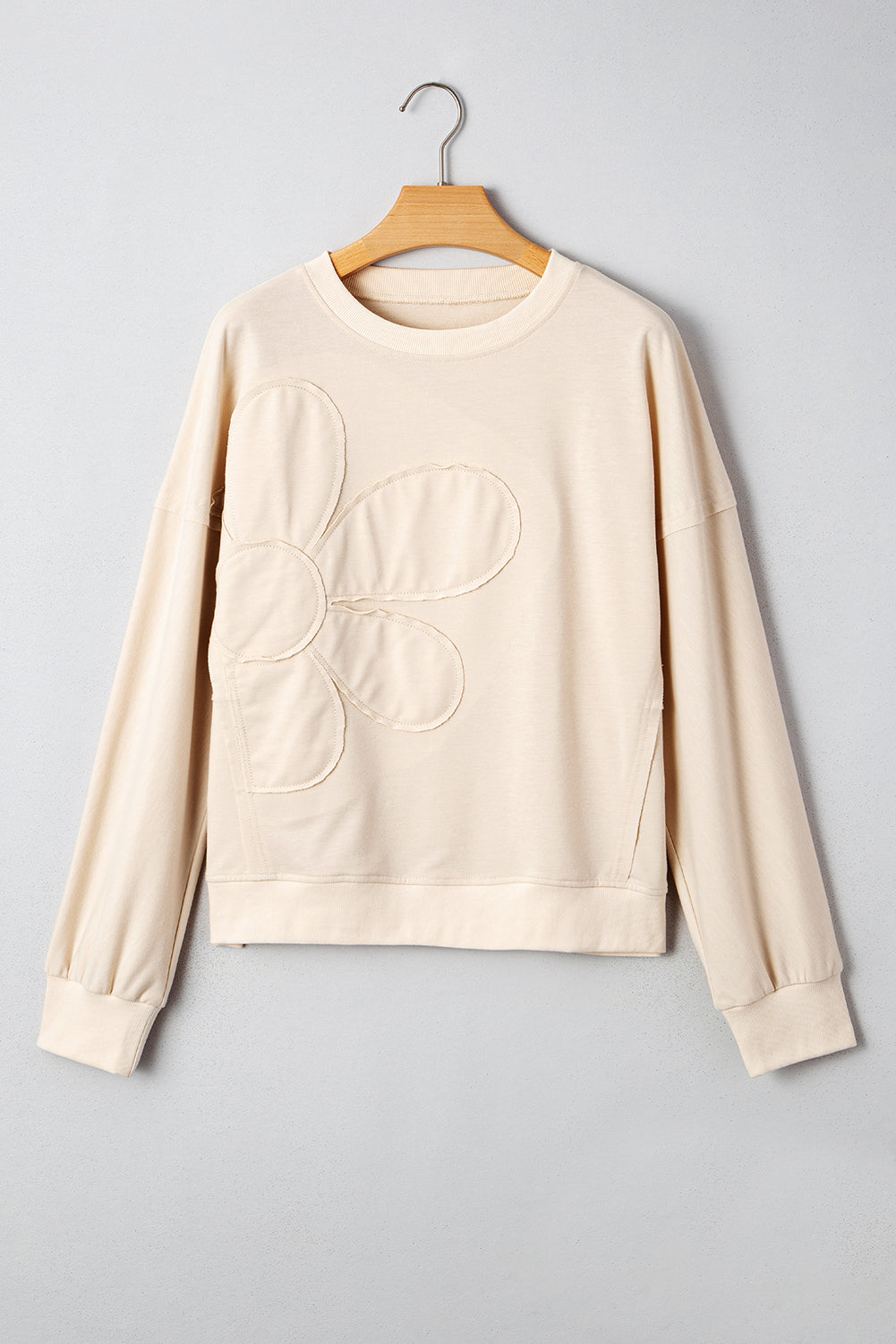 Simply Bloom cream floral applique oversized sweatshirt
