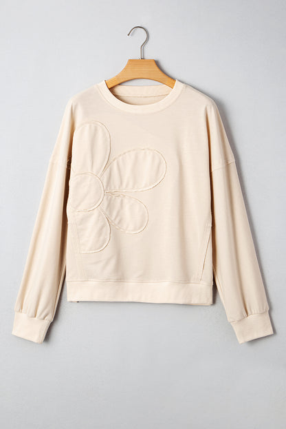 Simply Bloom cream floral applique oversized sweatshirt