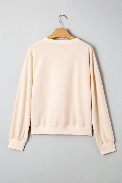 Simply Bloom cream floral applique oversized sweatshirt