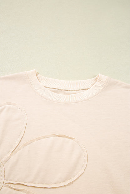 Simply Bloom cream floral applique oversized sweatshirt