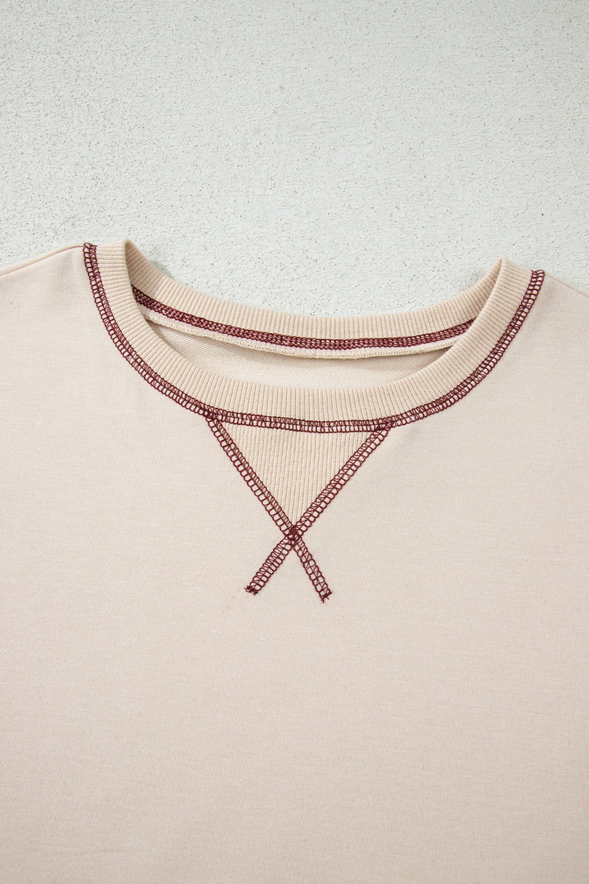 Cream and rust striped sleeve patchwork top