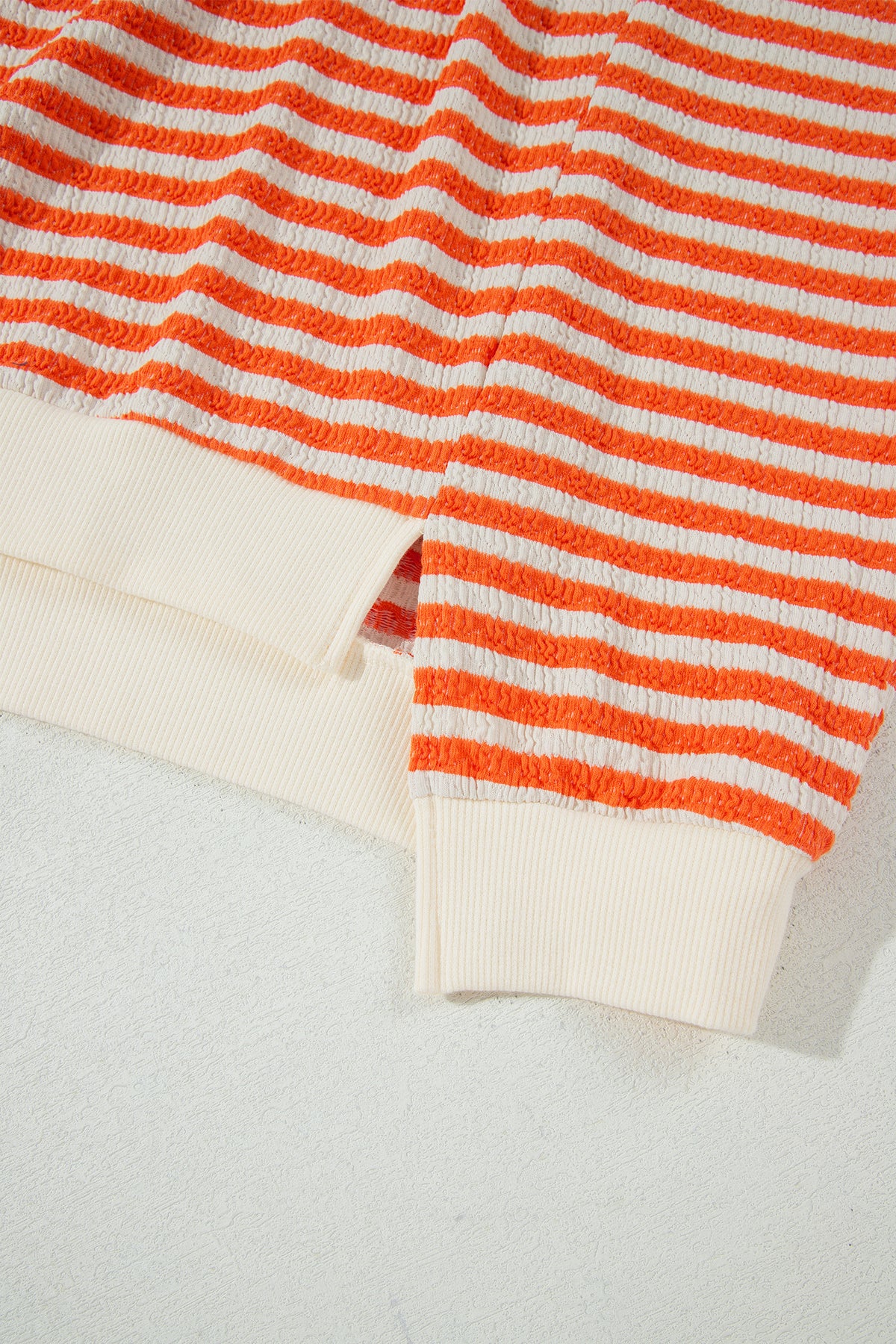 Sunset Stripes orange and cream textured oversized pullover