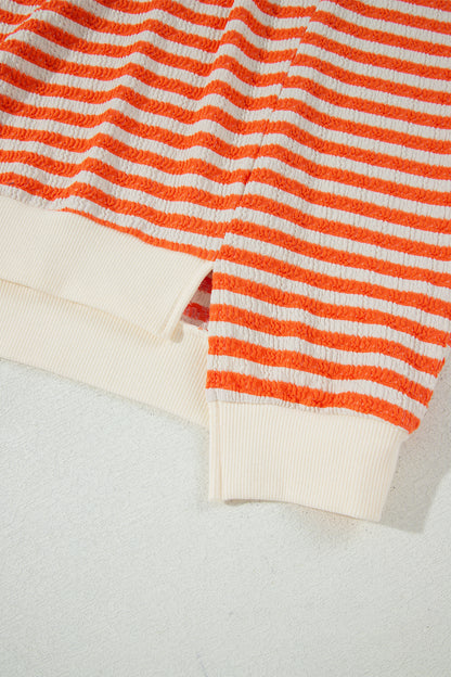 Sunset Stripes orange and cream textured oversized pullover