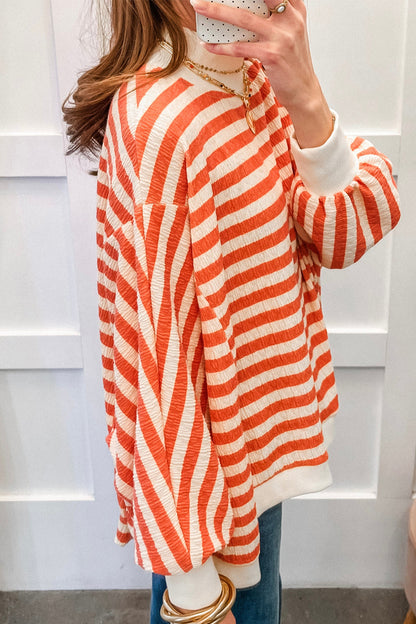 Sunset Stripes orange and cream textured oversized pullover