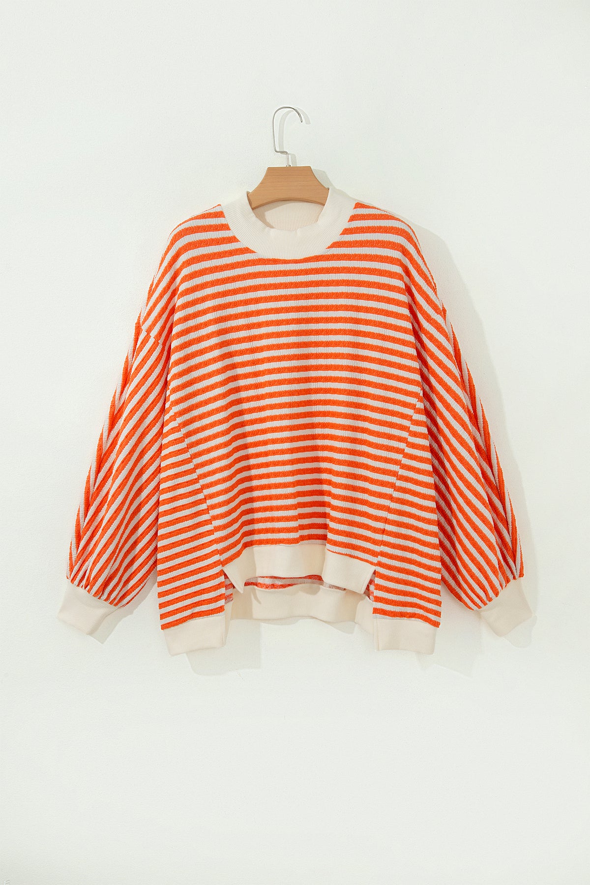 Sunset Stripes orange and cream textured oversized pullover