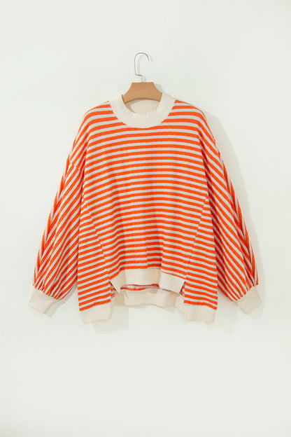 Sunset Stripes orange and cream textured oversized pullover