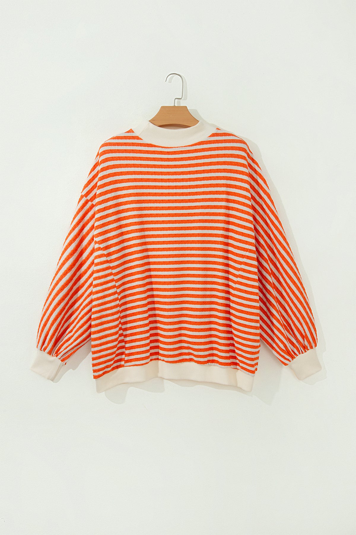 Sunset Stripes orange and cream textured oversized pullover