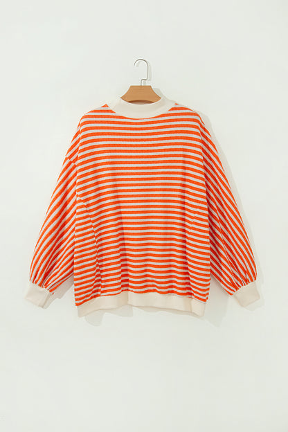 Sunset Stripes orange and cream textured oversized pullover