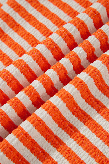 Sunset Stripes orange and cream textured oversized pullover