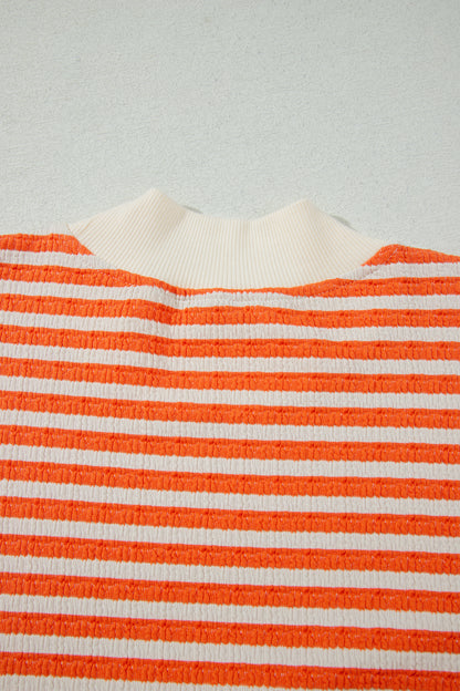 Sunset Stripes orange and cream textured oversized pullover