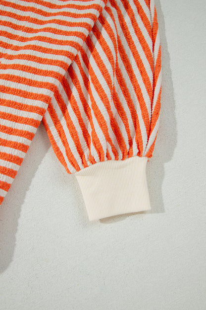 Sunset Stripes orange and cream textured oversized pullover