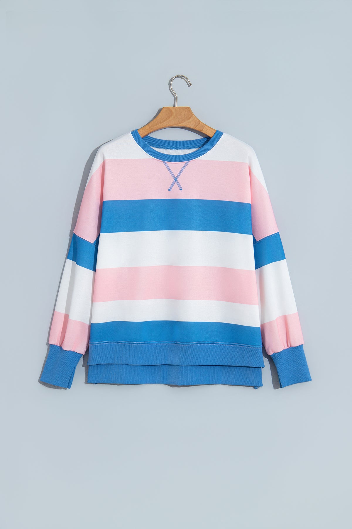 Pretty in Pastels oversized striped color block sweatshirt