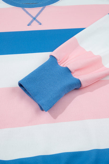 Pretty in Pastels oversized striped color block sweatshirt
