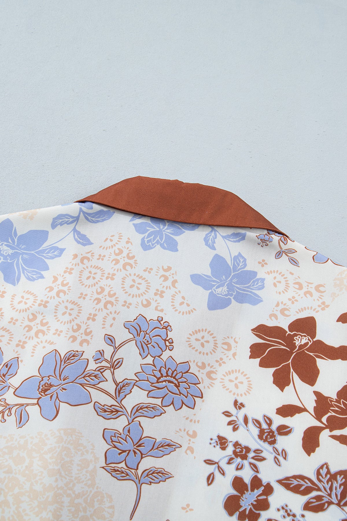 Vintage Bloom floral scalloped V-neck blouse