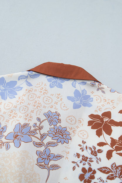 Vintage Bloom floral scalloped V-neck blouse