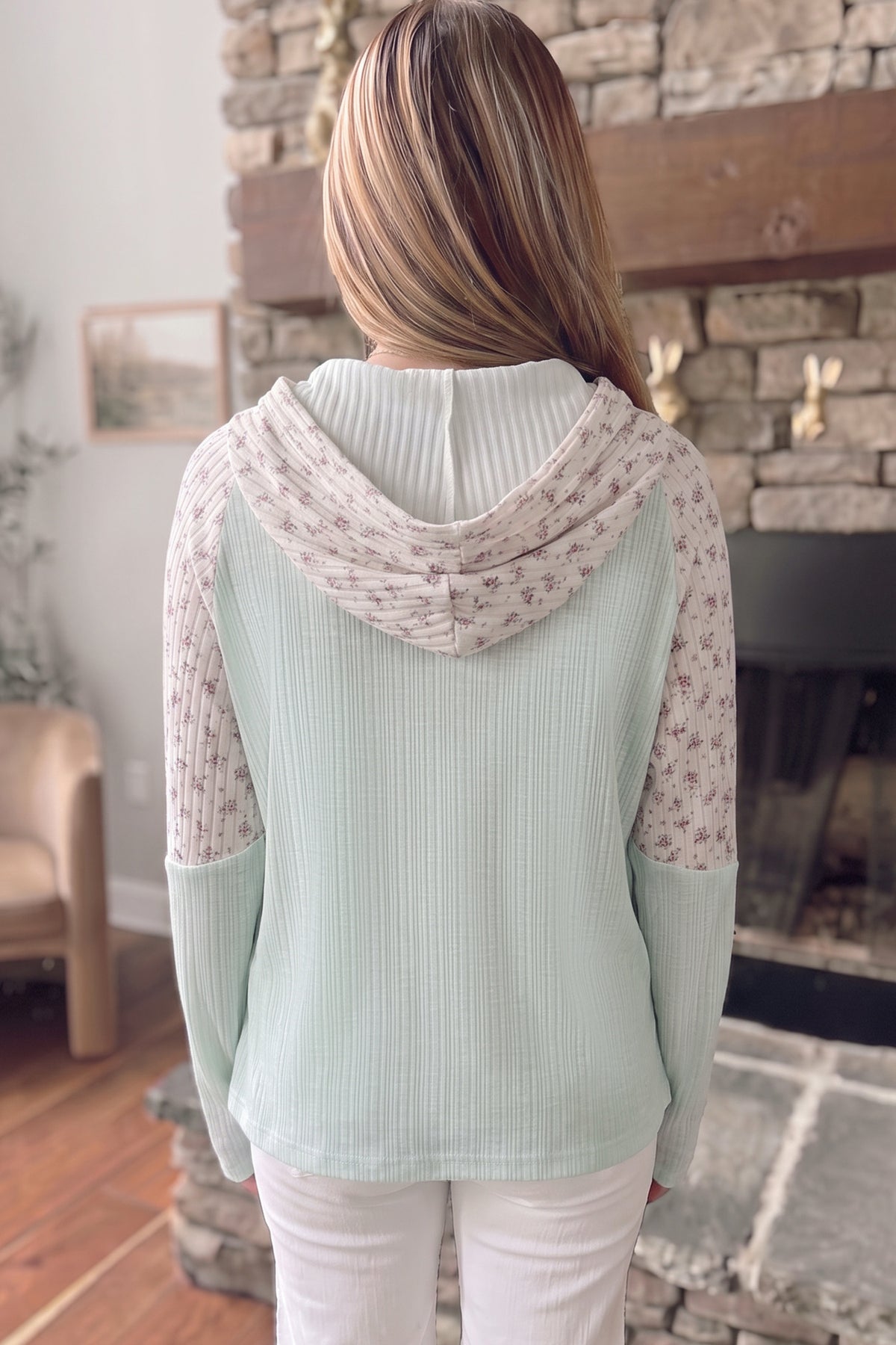 Sweet Meadow floral patchwork lace hoodie top