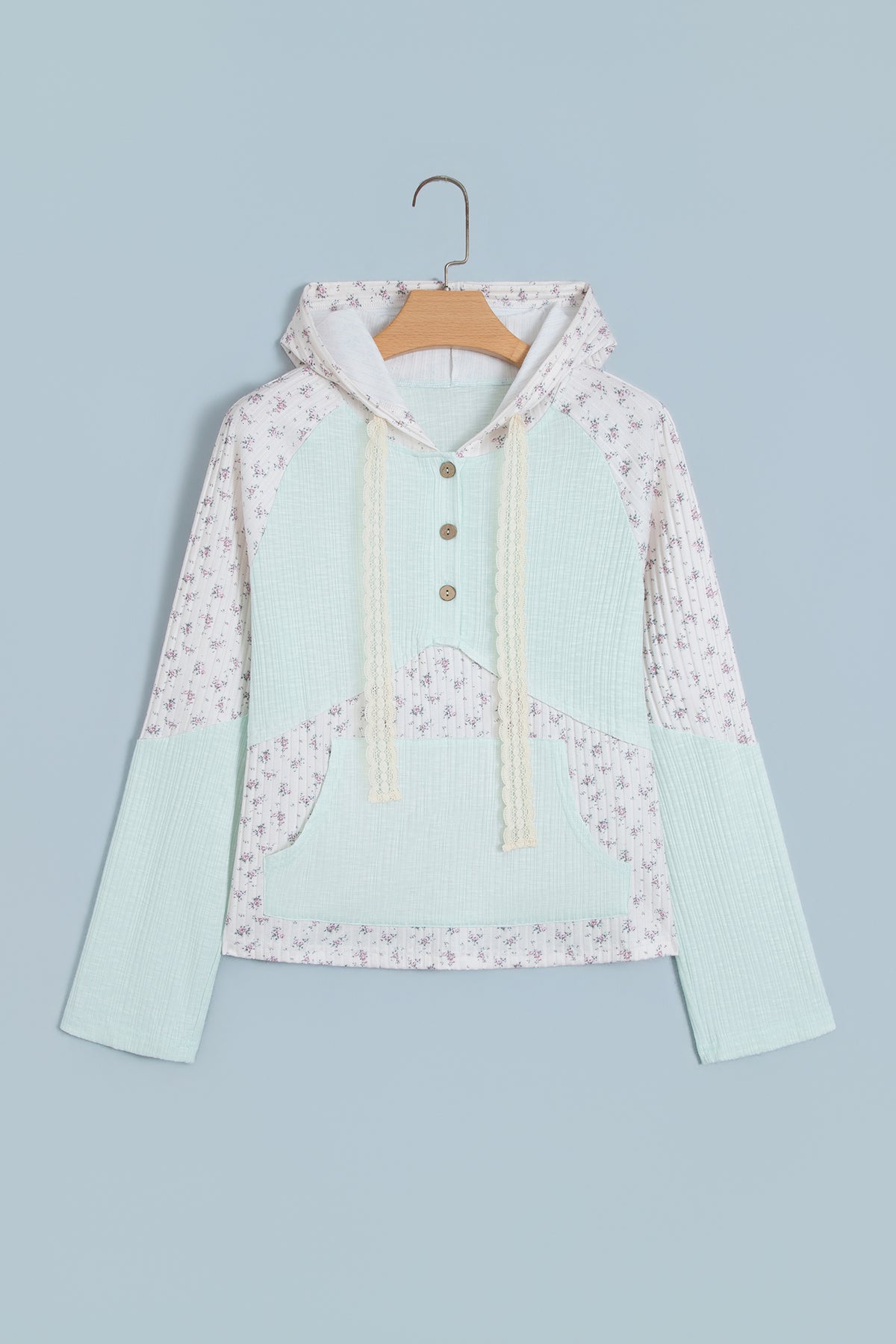 Sweet Meadow floral patchwork lace hoodie top