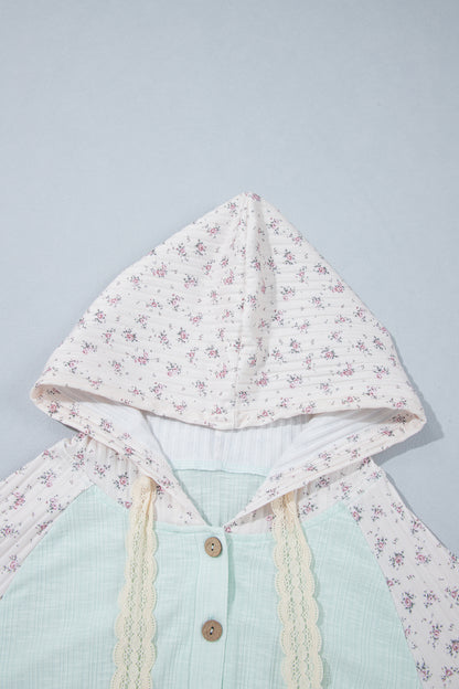 Sweet Meadow floral patchwork lace hoodie top