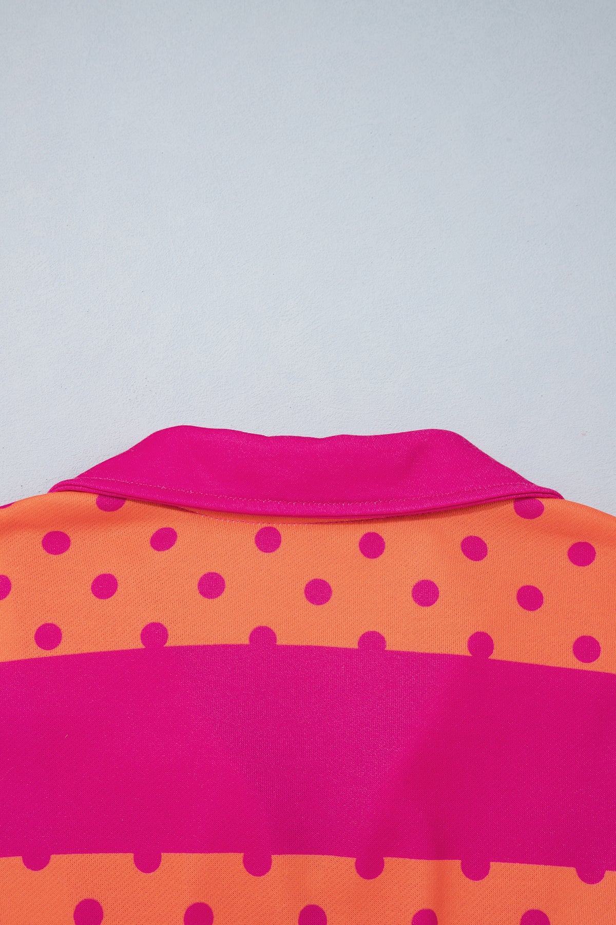 Peachy Keen pink and orange polka dot quarter zip pullover