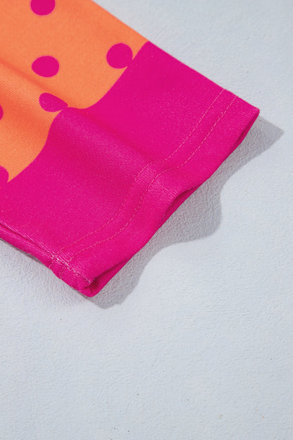 Peachy Keen pink and orange polka dot quarter zip pullover