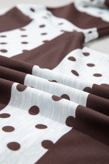 Sweet Spot brown and white polka dot quarter zip pullover