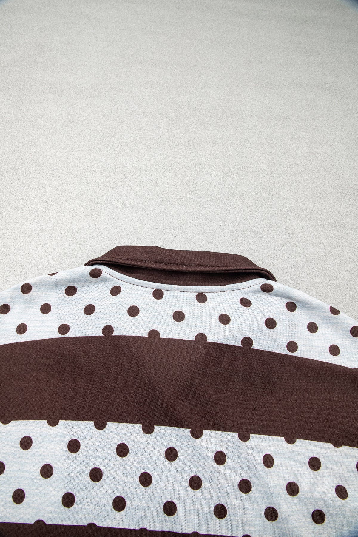 Sweet Spot brown and white polka dot quarter zip pullover