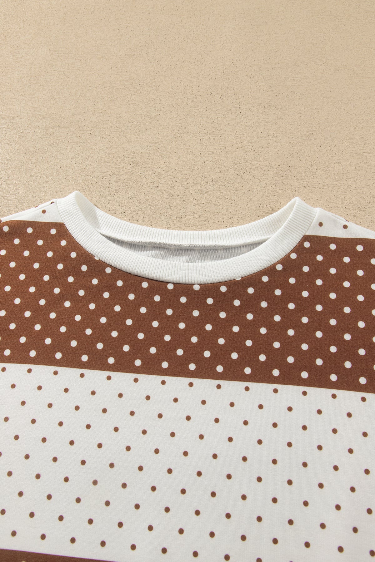 Coffee Date polka dot colorblock pullover